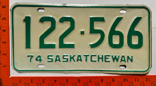 1974 Saskatchewan #122-566 Passenger License Plate
