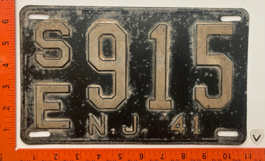 1941 New Jersey #S/E 915 Passenger License Plate