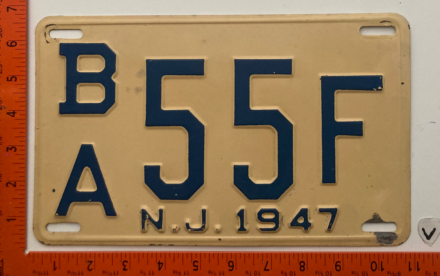 1947 New Jersey #B/A 55F Passenger License Plate