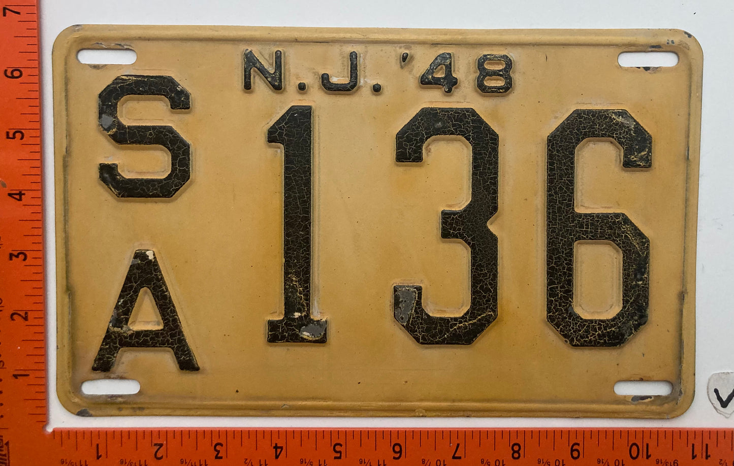 1948 New Jersey #S/A 136 Passenger License Plate