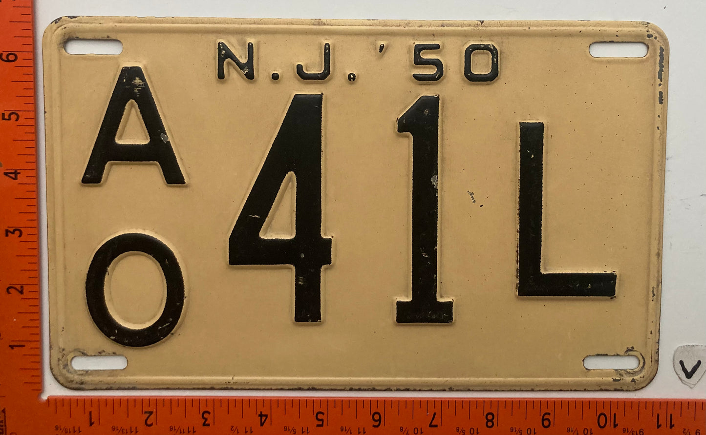 1950 New Jersey #A/O 41 L Passenger License Plate