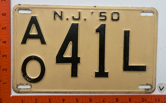 1950 New Jersey #A/O 41 L Passenger License Plate