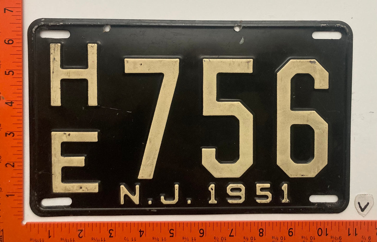 1951 New Jersey #H/E 756 Passenger License Plate