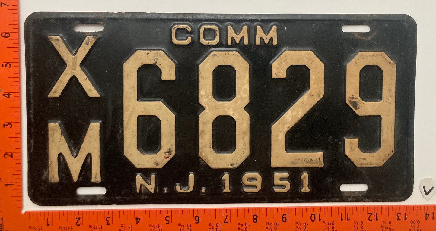 1951 New Jersey #X/M 6829 Commercial License Plate