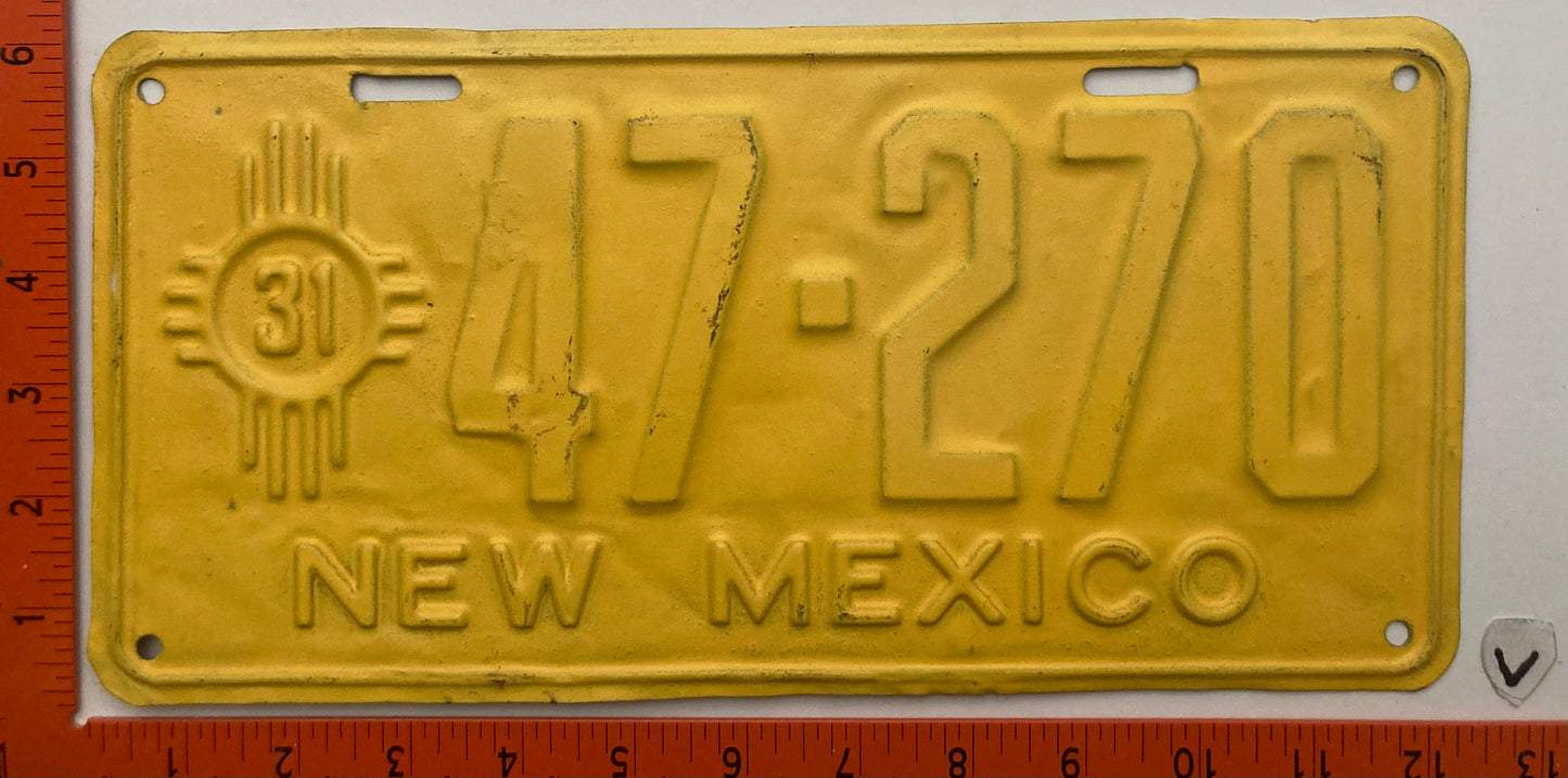 1931 New Mexico #47-270 Passenger License Plate (Repaint)