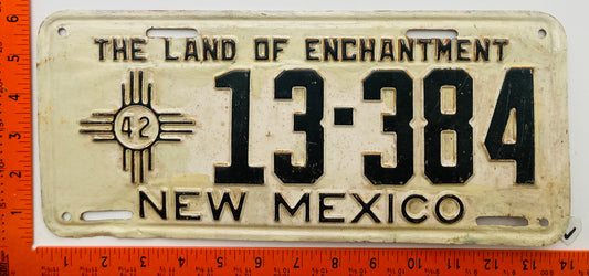 1942 New Mexico #13-384 Passenger License Plate