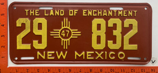 1947 New Mexico #29 832 Passenger License Plate