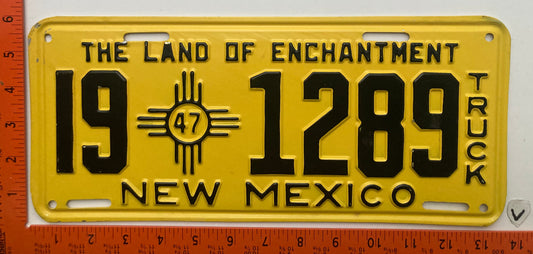 1947 New Mexico #19 1289 Truck License Plate (repaint)