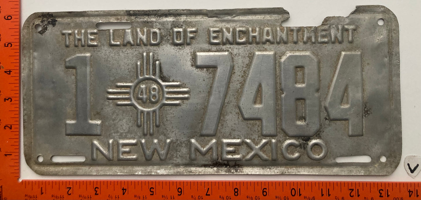 1948 New Mexico #1 7434 Passenger License Plate