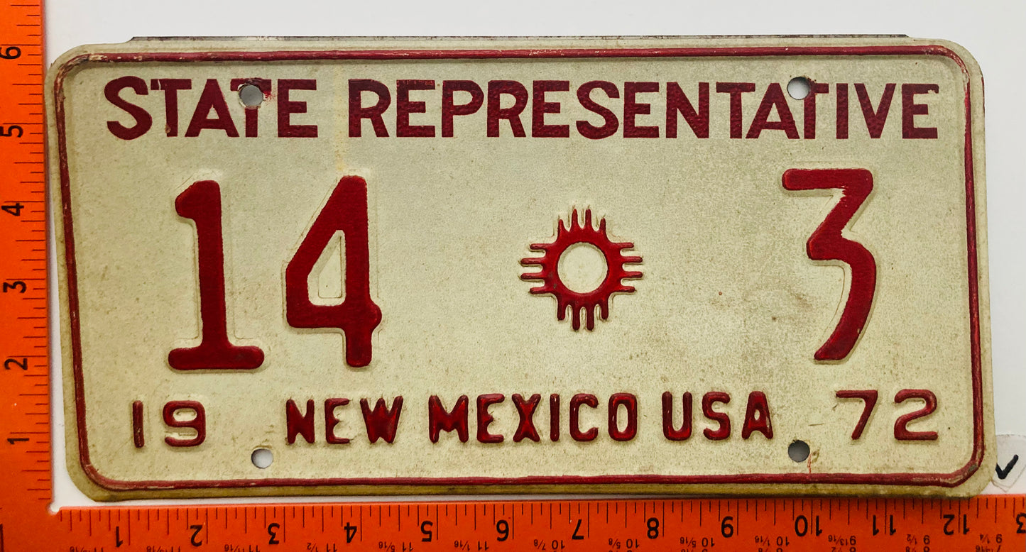 1972 New Mexico #14 3 State Representative Passenger License Plate