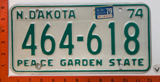 1979 North Dakota #464-618 Passenger License Plate