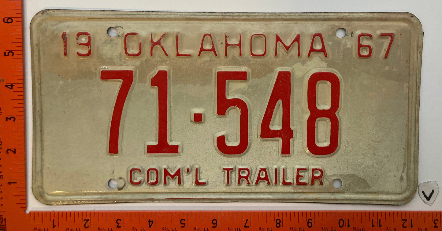 1967 Oklahoma #71-548 Commercial Trailer License Plate