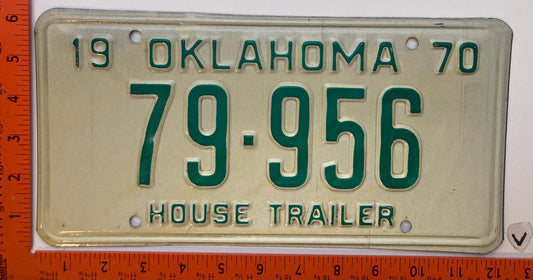 1970 Oklahoma #79-956 House Trailer License Plate
