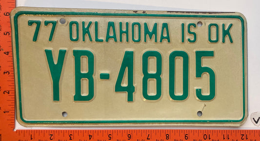 1977 Oklahoma #YB-4805 Passenger License Plate