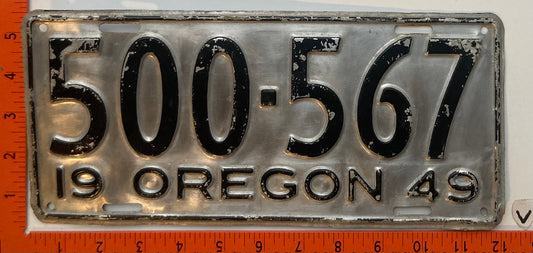 1949 Oregon #500-567 Passenger License Plate