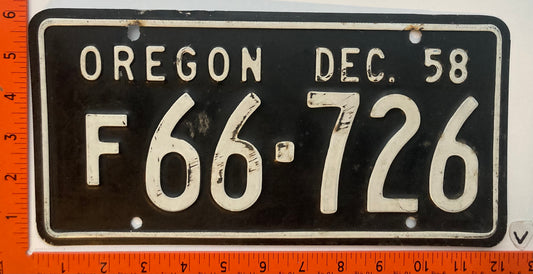 1958 Oregon #F66-726 Farm License Plate