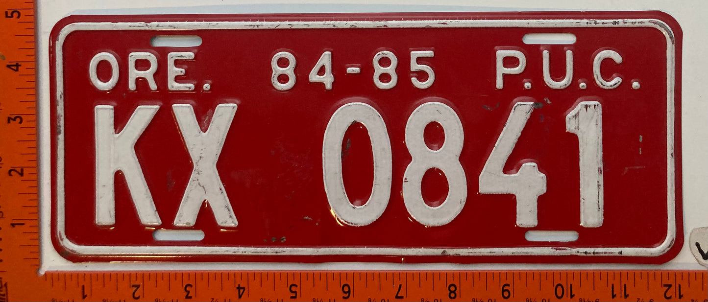 1985 Oregon #KX 0841 Public Utilities Commission Truck License Plate