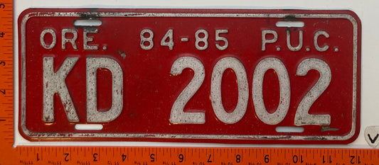 1985 Oregon #KD 2002 Public Utilities Commission Truck License Plate