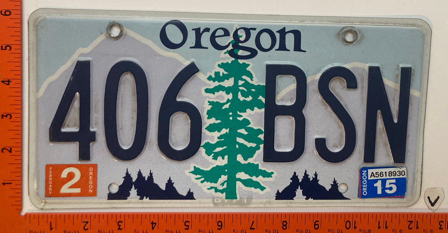 2015 Oregon #406 BSN Passenger License Plate