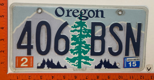 2015 Oregon #406 BSN Passenger License Plate