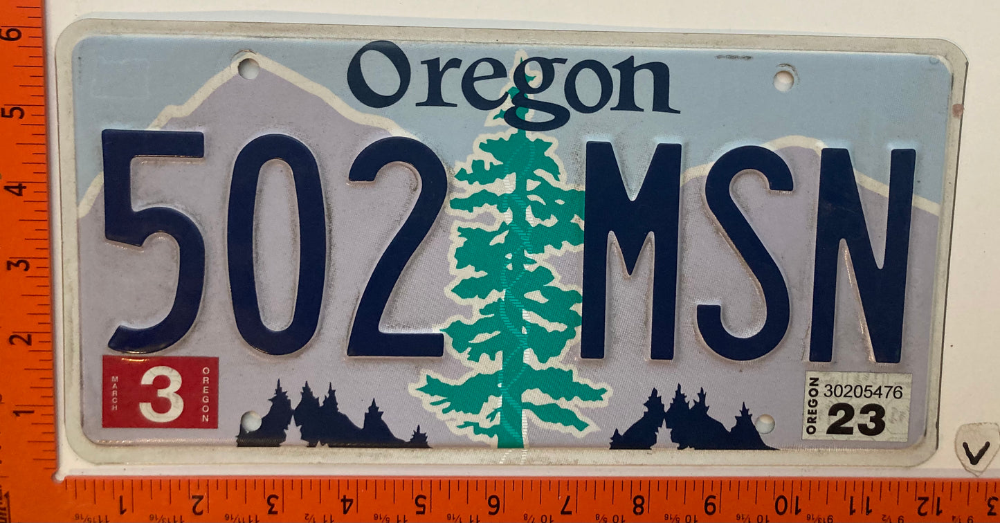 2023 Oregon #502 MSN Passenger License Plate