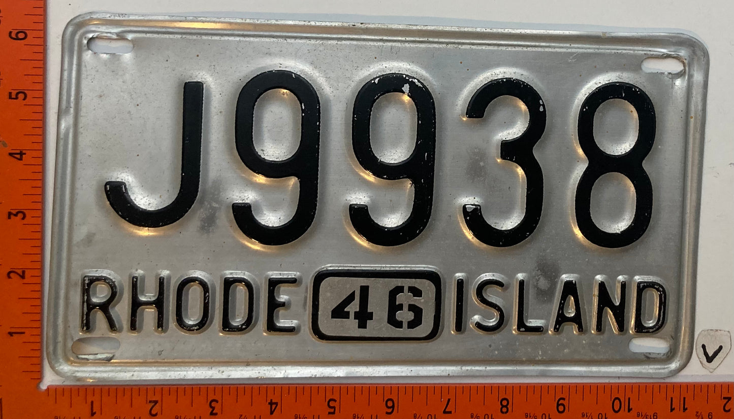 1946 Rhode Island #J 9938 Passenger License Plate