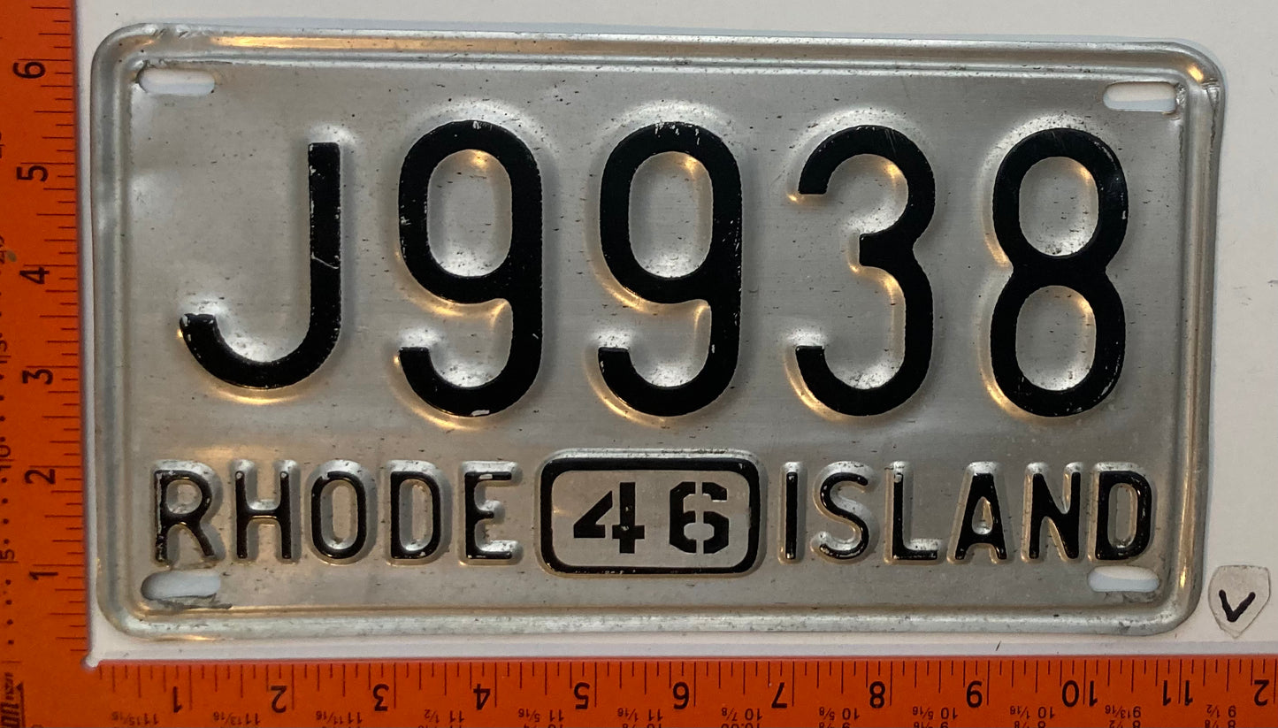 1946 Rhode Island #J 9938 Passenger License Plate