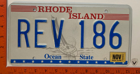 2007 Rhode Island #REV 186 Passenger Sailboat License Plate