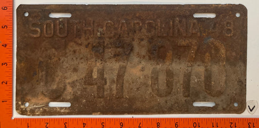1949 South Carolina #C-47-870 Passenger License Plate