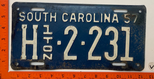 1957 South Carolina #H-2-231 Truck License Plate