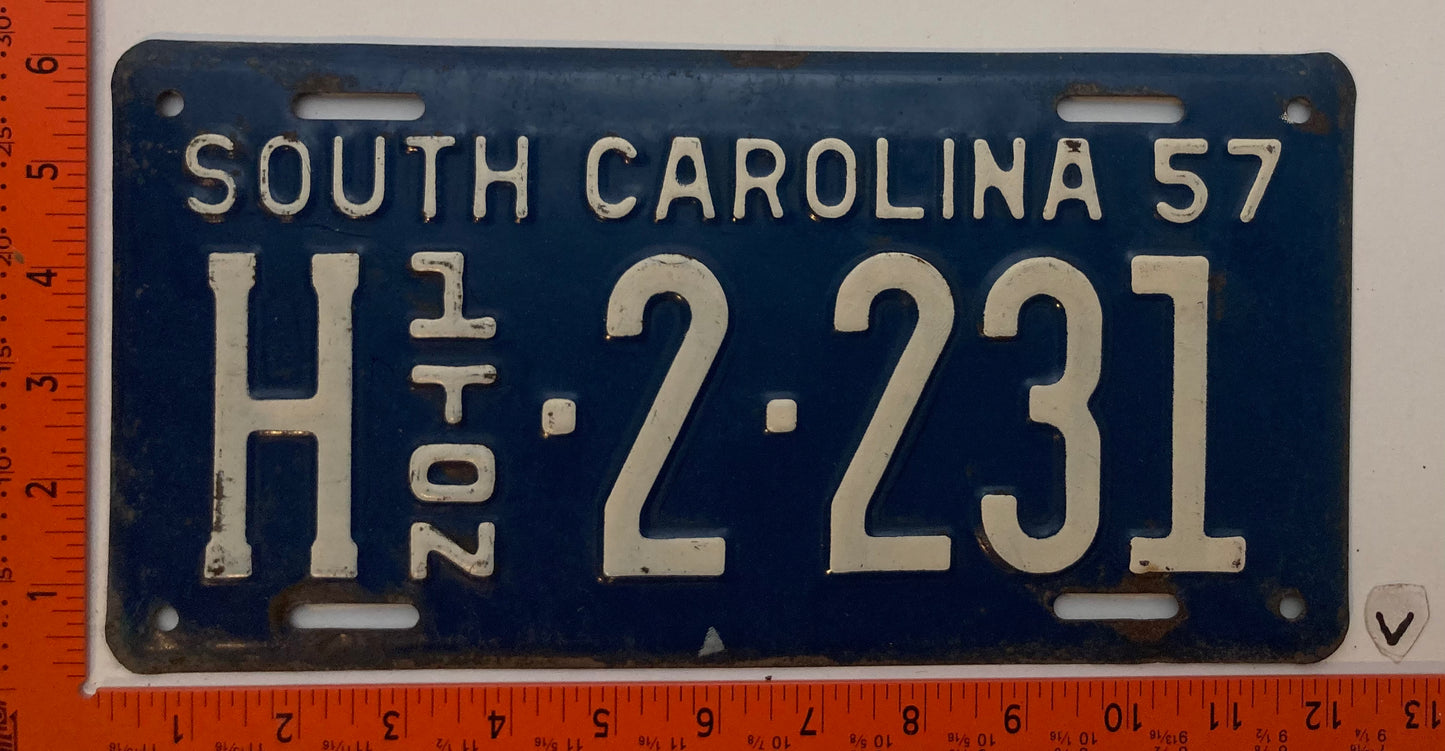 1957 South Carolina #H-2-231 Truck License Plate