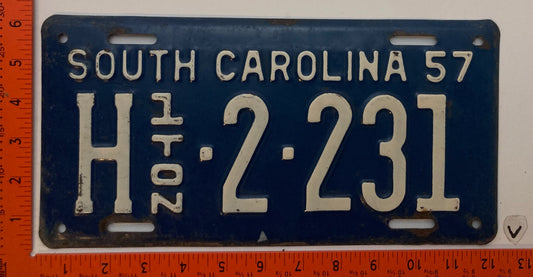 1957 South Carolina #H-2-231 Truck License Plate