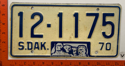 1970 South Dakota #12-1175 Passenger License Plate