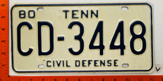 1980 Tennessee #CD-3448 Civil Defense License Plate