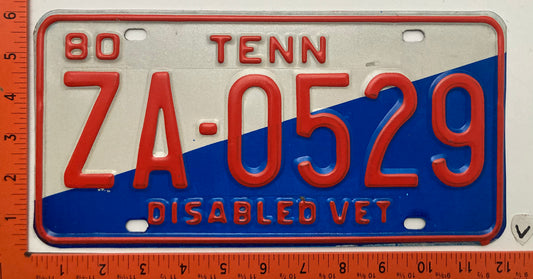 1980 Tennessee #ZA-0529 Disabled Veteran License Plate