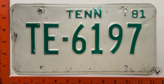 1981 Tennessee #TE-6197 Trailer License Plate