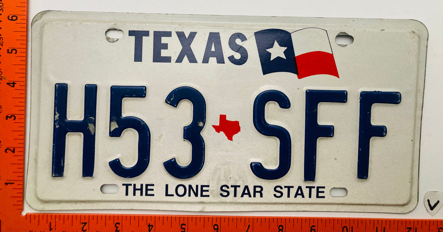 1998 Texas #H53 SFF Passenger License Plate