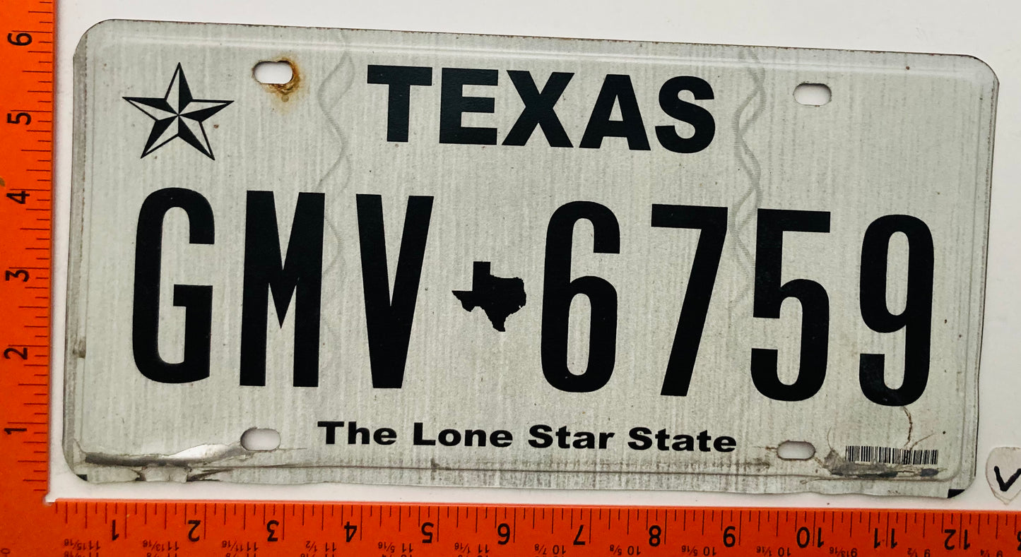 2012 Texas #GMV 6759 Passenger License Plate