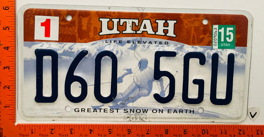 1996 Utah #D60-5GU Passenger License Plate