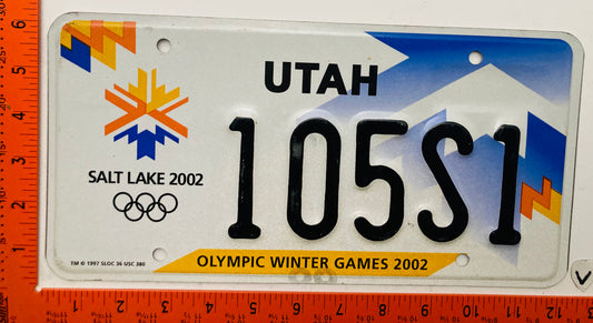 2002 Utah #105S1 Passenger Olympics License Plate