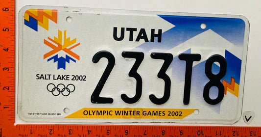 2002 Utah #233T8 Passenger Olympics License Plate