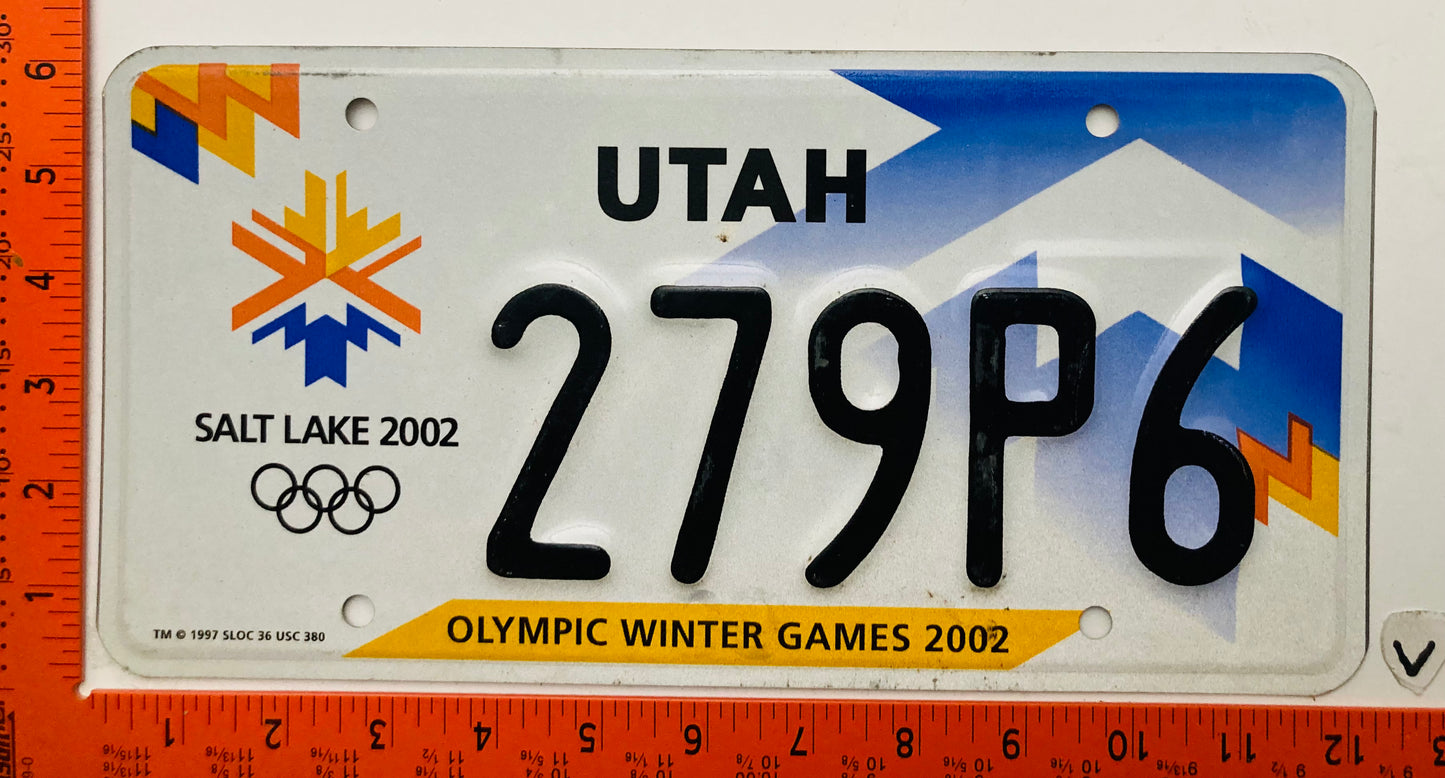 2002 Utah #279P6 Passenger Olympics License Plate