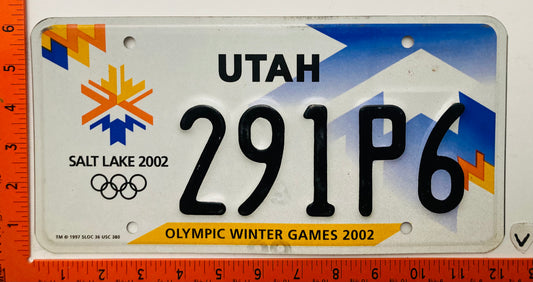 2002 Utah #291P6 Passenger Olympics License Plate
