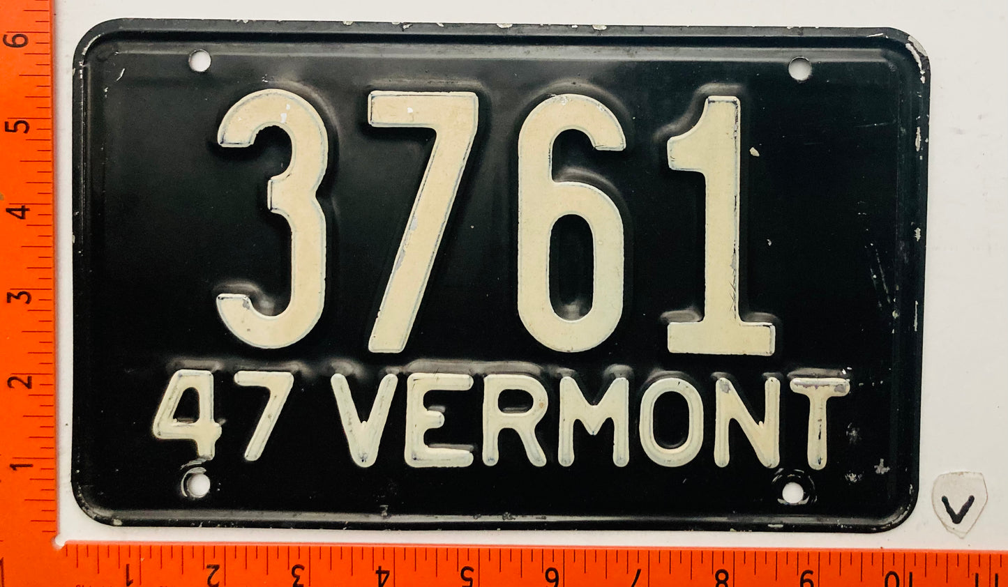 1947 Vermont #3761 Passenger License Plate