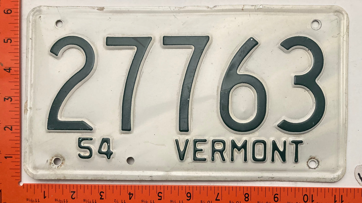 1954 Vermont #27763 Passenger License Plate