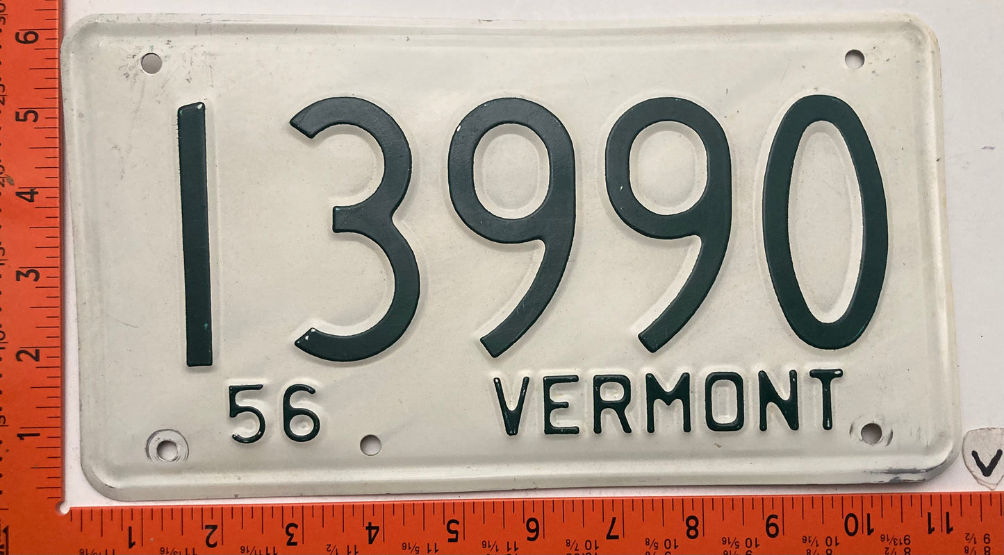 1956 Vermont #13990 Passenger License Plate