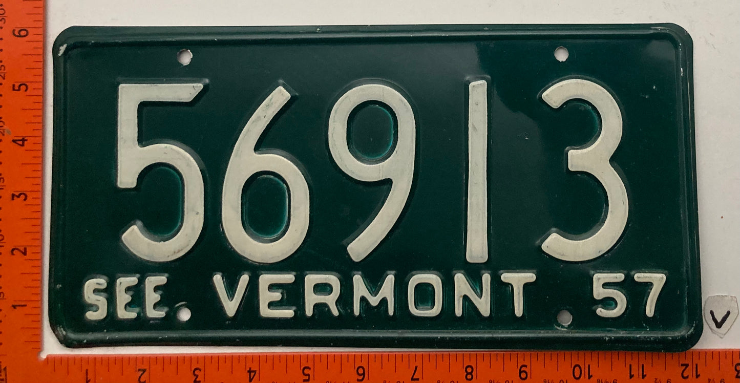 1957 Vermont #56913 Passenger License Plate