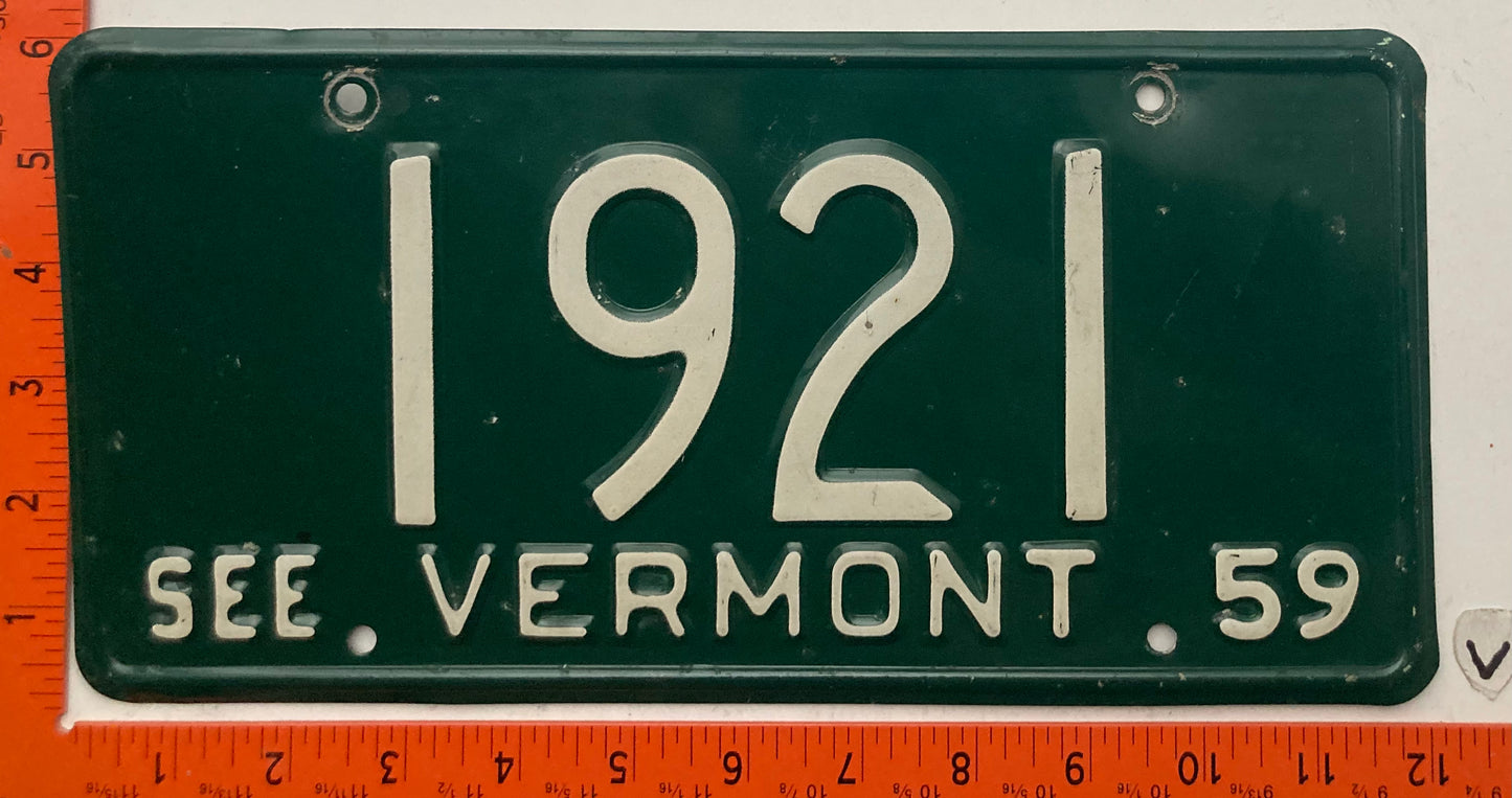 1959 Vermont #1921 Passenger License Plate