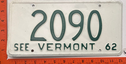 1962 Vermont #2090 Passenger License Plate