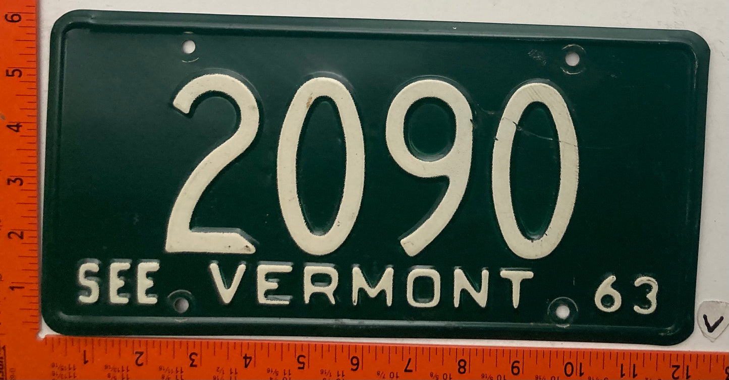 1963 Vermont #2090 Passenger License Plate